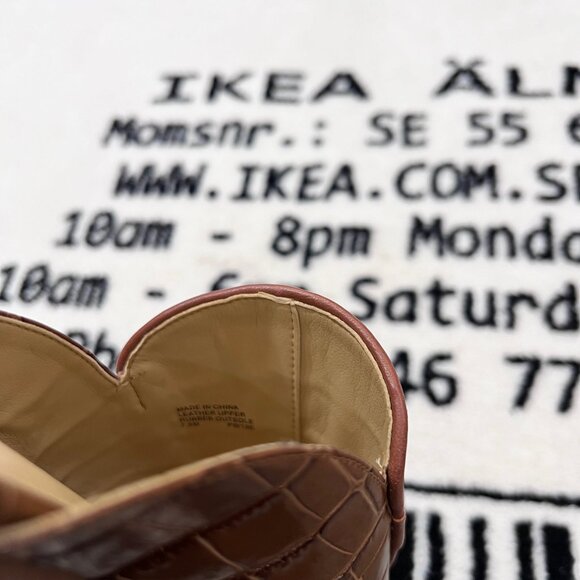 Michael Kors Charlton Crocodile-Embossed Leather Mules Slide - Cognac - Picture 8 of 8